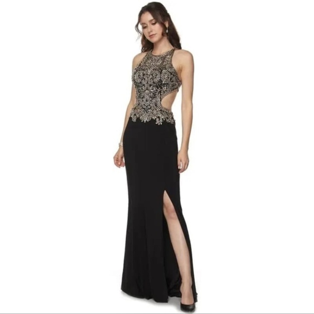 Jeweled Fitted Cutout Gown by Tiffany - size 2